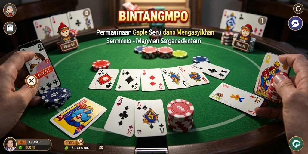 Screenshot utama BINTANGMPO menampilkan gameplay Gaple yang menarik.