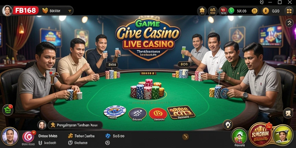 Screenshot gameplay FB168 yang menunjukkan dealer langsung dalam aksi di Live Casino.