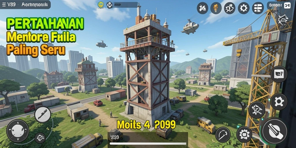 Gameplay seru V89 dengan pertahanan menara strategis.